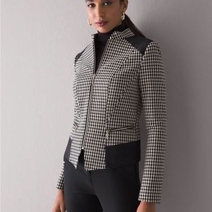 NWT White House black market zip front houndstooth jacket